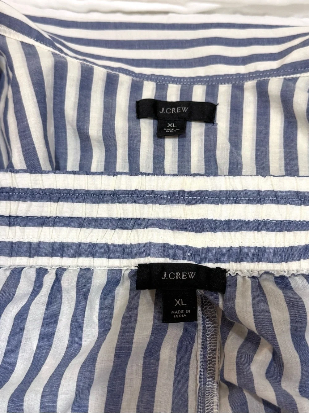 J. Crew NWOT Blue & White Cotton Voile Tunic Set in Stripe With Pockets - Picture 7 of 10